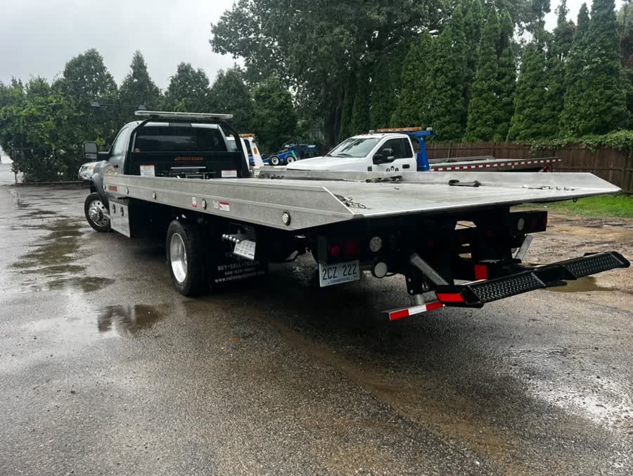 Flatbed deck tilted down and ready to load